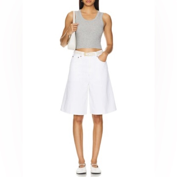 Agolde White Nolan Shorts Classic A-line Knee-length NWT